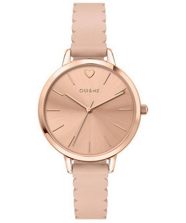 Oui & Me Amourette Rose Gold Shiny Dial Leather Strap Quartz ME010144 Women's Watch