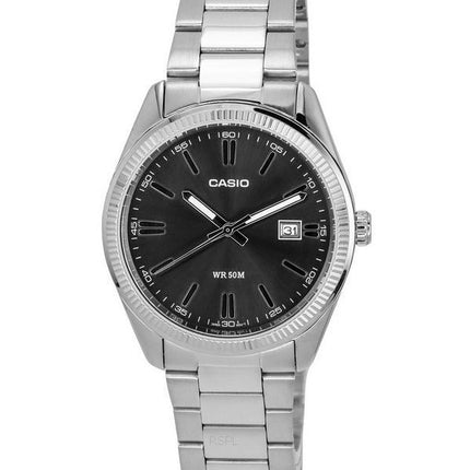 Casio Standard Analog Stainless Steel Black Dial Quartz MTP-1302D-1A1 Mens Watch