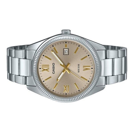 Casio Standard Analog Ion Plated Stainless Steel Beige Dial Quartz MTP-1302DD-9AV Men's Watch