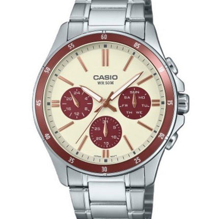 Casio Standard Analog Ion Plated Stainless Steel Cream Dial Quartz MTP-1374D-5A2V Men's Watch