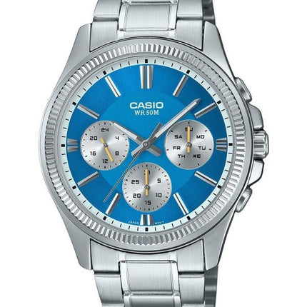 Casio Enticer Analog Stainless Steel Ice Blue Dial Quartz MTP-1375D-2A2 Mens Watch