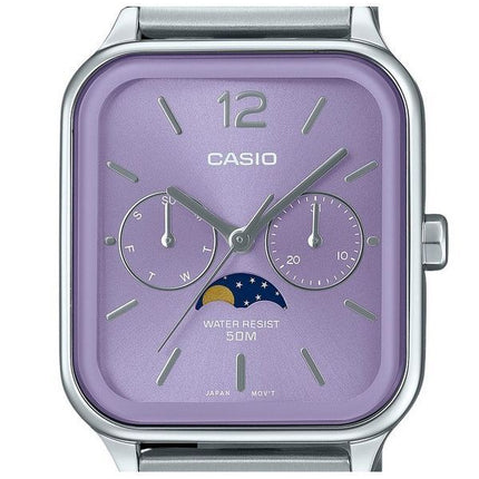 Casio Standard Analog Moon Phase Stainless Steel Purple Dial Quartz MTP-M305D-6AV Men's Watch