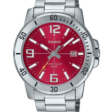 Casio Standard Analog Stainless Steel Red Dial Quartz MTP-VD01D-4BV Men's Watch