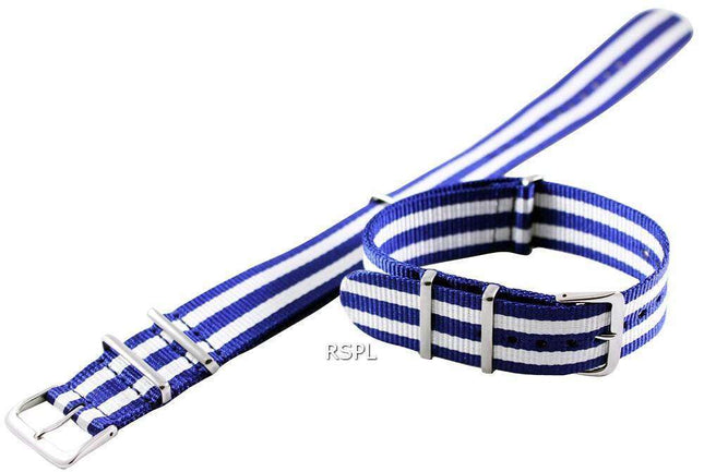 Ratio Blue And White Nato Watch Strap 22mm