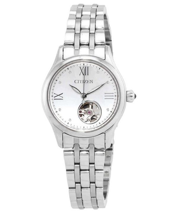 Citizen Luna Stainless Steel Open Heart Silver Dial Automatic PR1040-88A Women's Watch