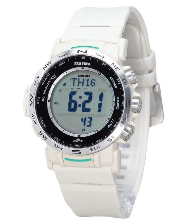 Casio ProTrek Climber Line Digital White Bio Based Resin Strap Tough Solar PRW-35-7 100M Men's Watch