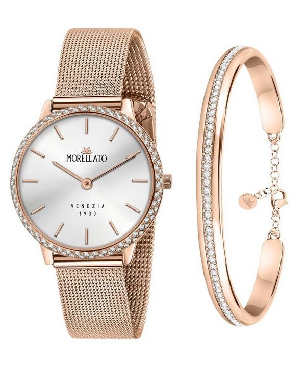 Morellato 1930 Just Time Rose Gold Silver Dial Quartz R0153161504 Womens Watch With Free Bracelet