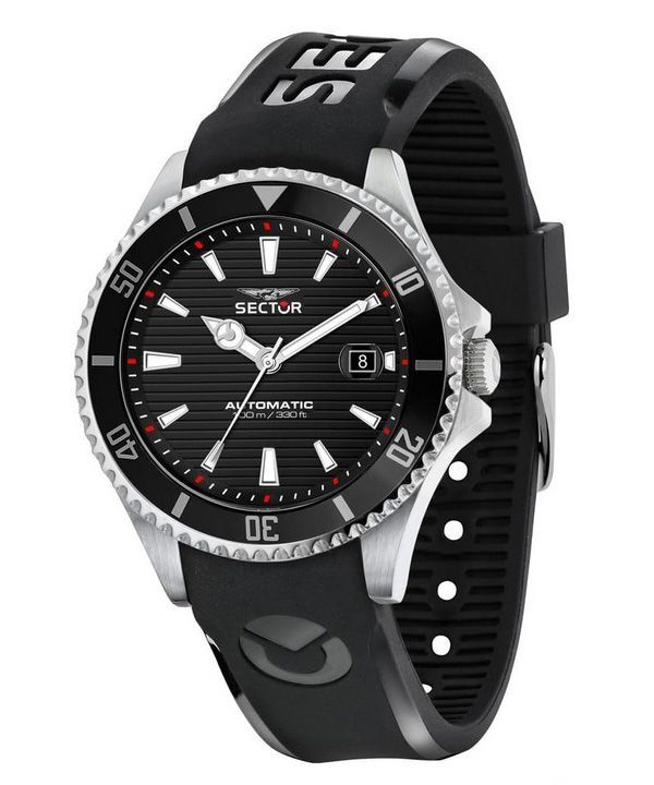 Sector 230 Automatico Silicone Strap Black Dial Automatic R3221161002 100M Mens Watch