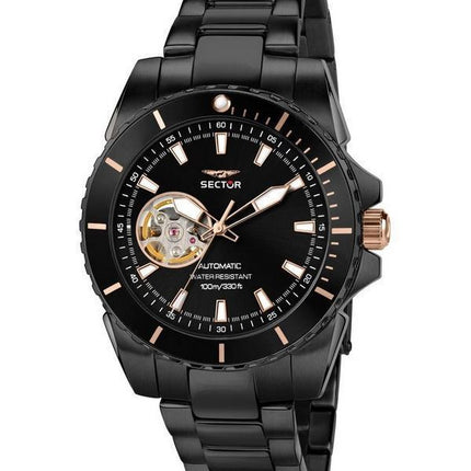 Sector 450 Automatico Stainless Steel Open Heart Black Dial Automatic R3223276002 100M Mens Watch