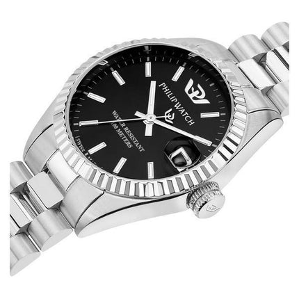 Philip Watch Caribe Urban Stainless Steel Black Sunray Dial Quartz R8253597589 100M Womens Watch