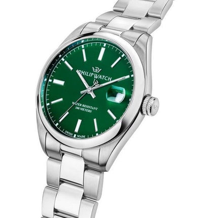 Philip Watch Caribe Urban Stainless Steel Green Dial Quartz R8253597643 100M Mens Watch