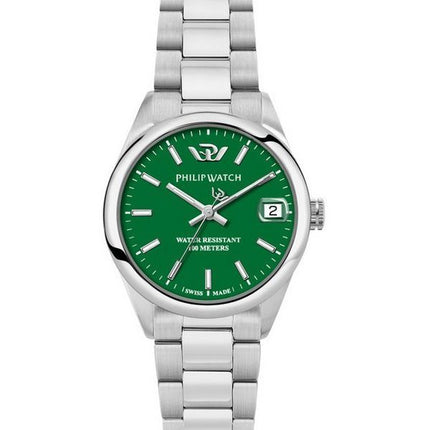 Philip Watch Caribe Urban Stainless Steel Green Dial Quartz R8253597647 100M Mens Watch