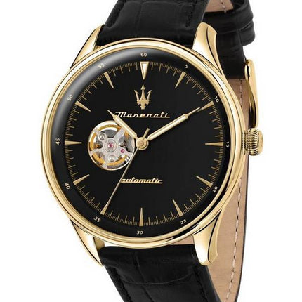 Maserati Tradizione Leather Strap Black Dial Automatic R8821146001 100M Men's Watch