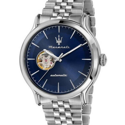 Maserati Epoca Stainless Steel Open Heart Blue Dial Automatic R8823118009 100M Men's Watch