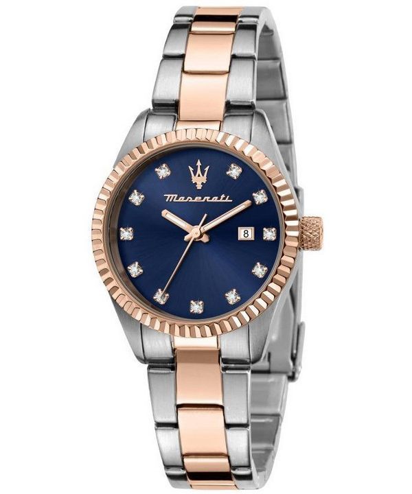 Maserati Competizione Crystal Accents Two Tone Stainless Steel Blue Dial Quartz R8853100507 100M Women's Watch