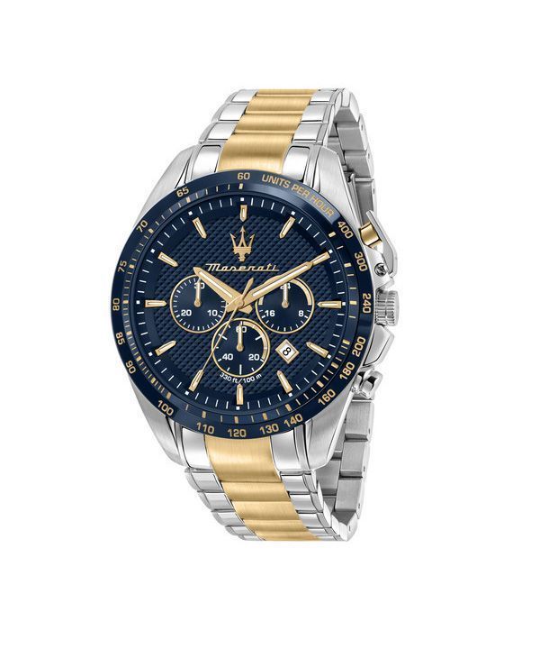 Maserati Traguardo Limited Edition Chronograph Two Tone Stainless Steel Blue Dial Quartz R8873612046 100M Men's Watch