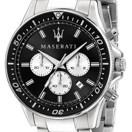 Maserati Sfida Chronograph Black Dial Stainless Steel Quartz R8873640004 100M Mens Watch