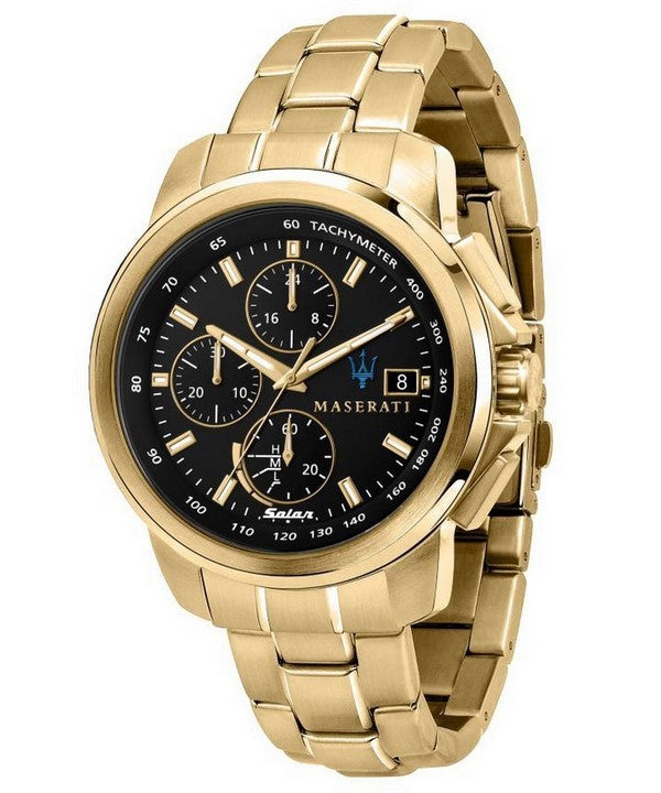 Maserati Successo Chronograph Gold Tone Stainless Steel Solar R8873645002 Men's Watch