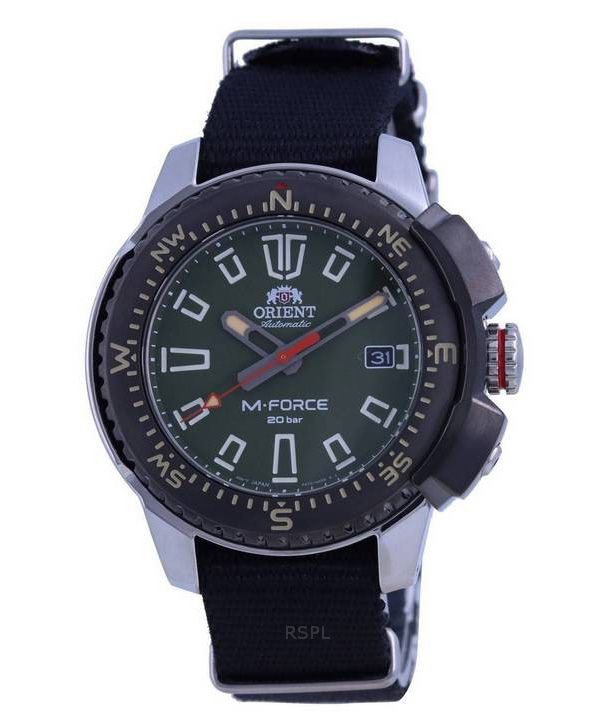 Orient M-Force Green Dial Stainless Steel Automatic Divers RA-AC0N03E10B 200M Mens Watch