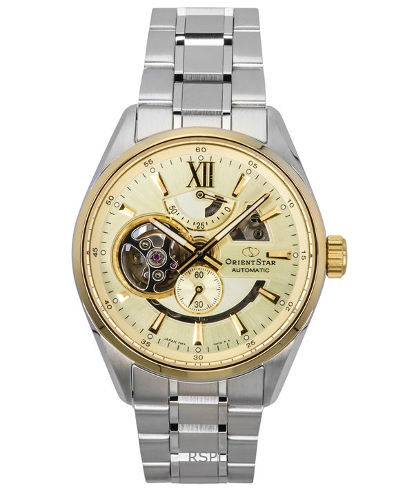 Orient Star Contemporary Stainless Steel Skeleton Champagne Dial Automatic RE-AV0124G 100M Men's Watch