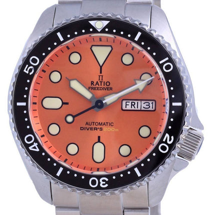 Ratio FreeDiver Orange Dial Sapphire Crystal Stainless Steel Automatic RTA114 200M Men's Watch