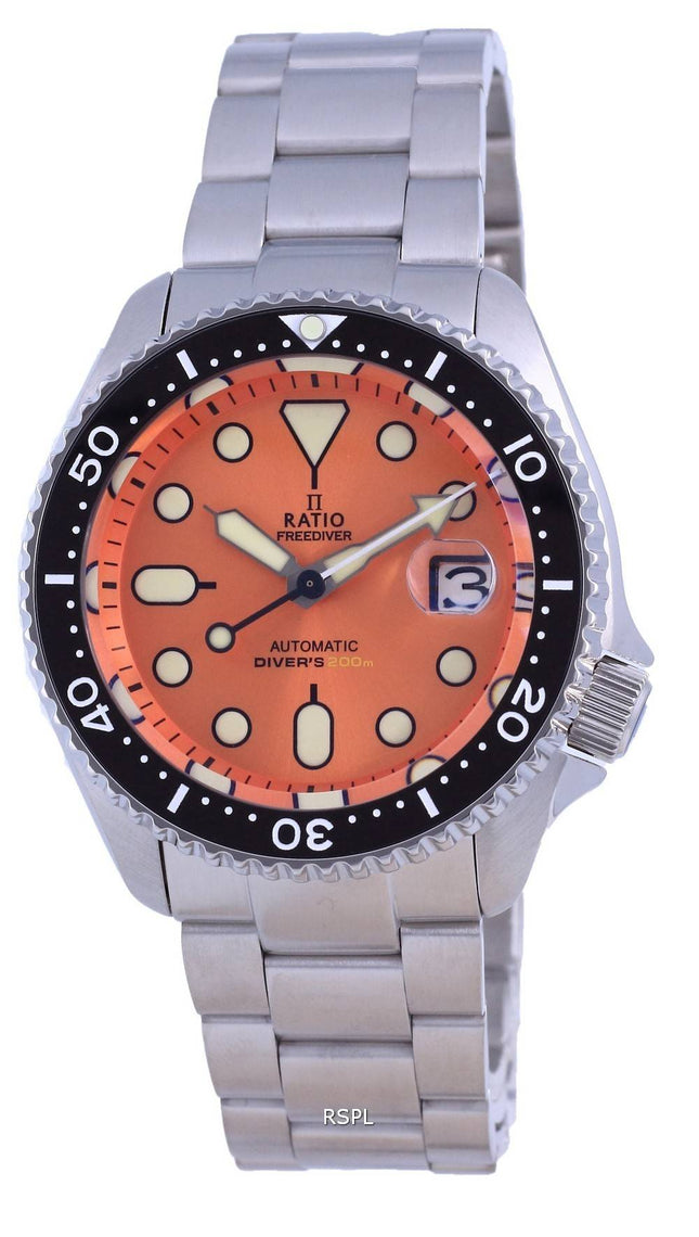 Ratio FreeDiver Orange Dial Sapphire Crystal Stainless Steel Automatic RTB214 200M Men's Watch