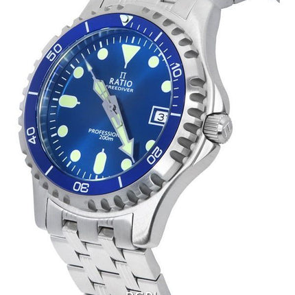 Ratio FreeDiver Professional Sapphire Blue Sunray Dial Quartz RTF007 200M Men's Watch