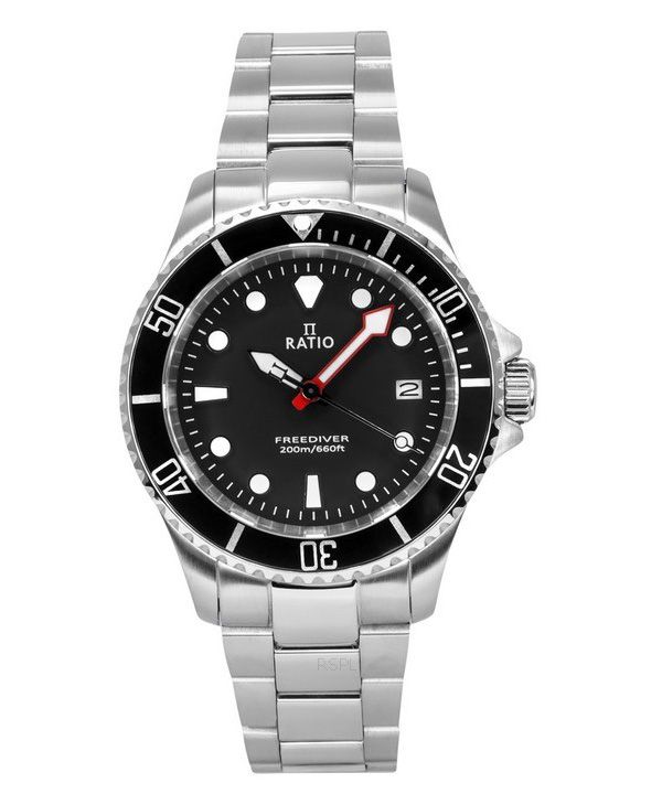 Ratio FreeDiver Sapphire Stainless Steel Black Dial Quartz RTF031 200M Men's Watch