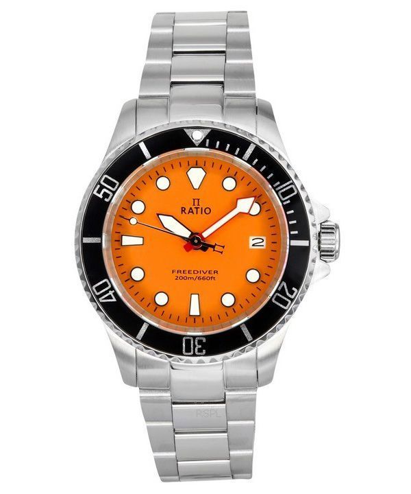 Ratio FreeDiver Sapphire Stainless Steel Orange Dial Quartz RTF035 200M Men's Watch