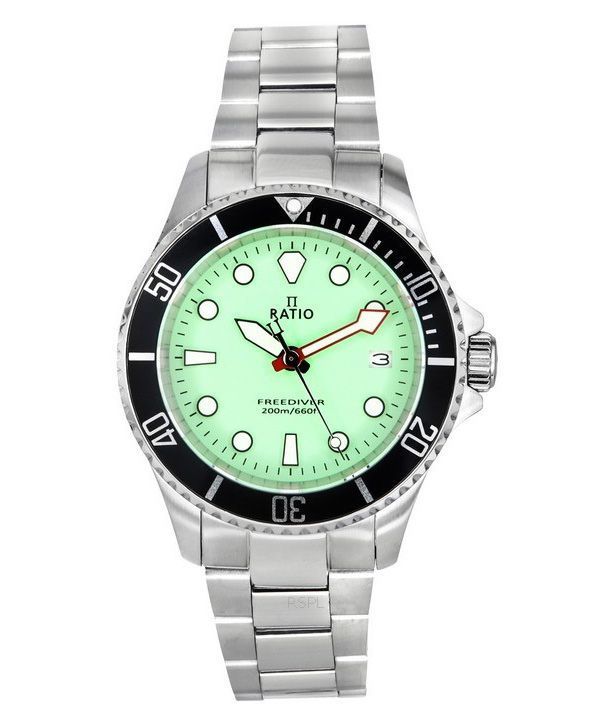 Ratio FreeDiver Sapphire Stainless Steel Green Dial Quartz RTF039 200M Men's Watch