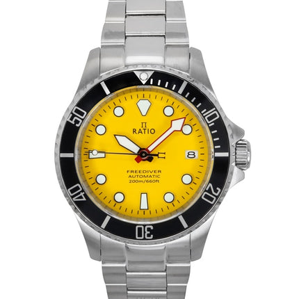 Ratio FreeDiver Sapphire Stainless Steel Yellow Dial Automatic RTF044 200M Men's Watch