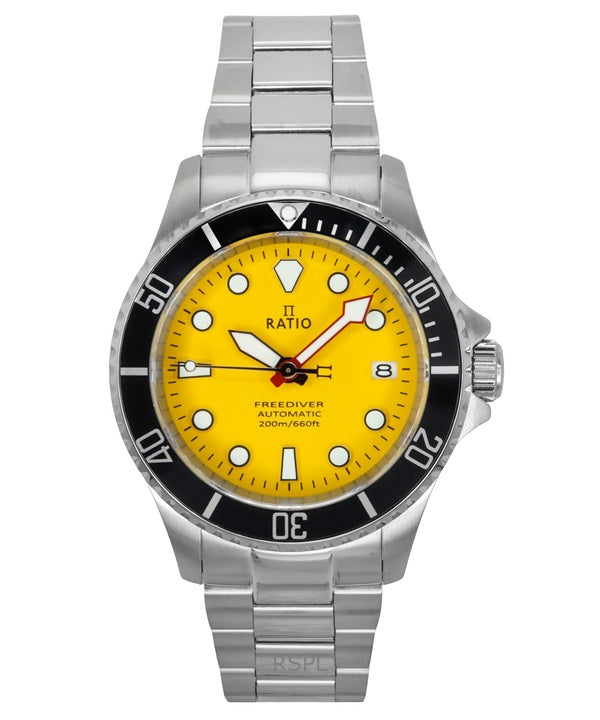 Ratio FreeDiver Sapphire Stainless Steel Yellow Dial Automatic RTF044 200M Men's Watch