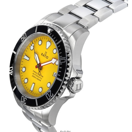 Ratio FreeDiver Sapphire Stainless Steel Yellow Dial Automatic RTF044 200M Men's Watch