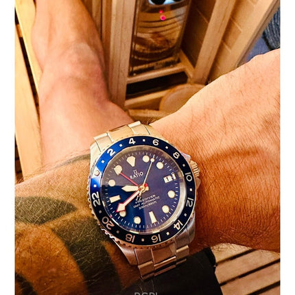 Ratio FreeDiver GMT Series Sapphire Stainless Steel Blue Dial Automatic RTF053 200M Men's Watch