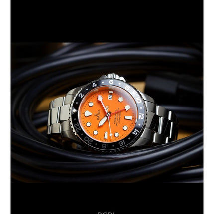 Ratio FreeDiver GMT Series Sapphire Stainless Steel Orange Dial Automatic RTF055 200M Men's Watch