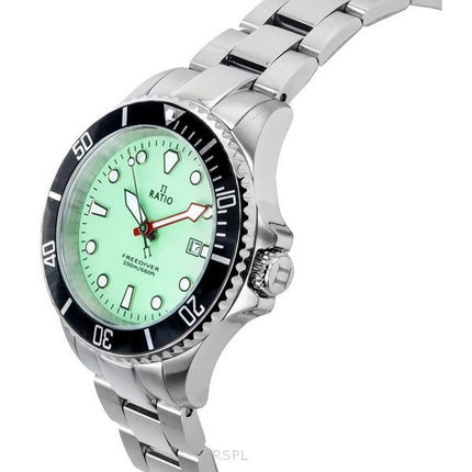 Ratio FreeDiver Sapphire Stainless Steel Green Dial Quartz RTFL805 200M Women's Watch