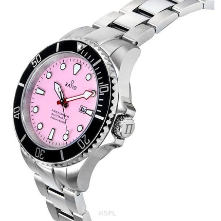 Ratio FreeDiver Sapphire Stainless Steel Candy Pink Dial Automatic RTFL839 200M Women's Watch