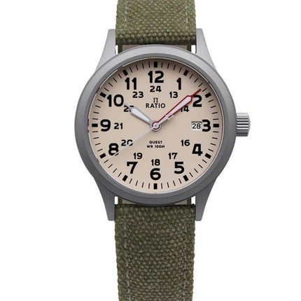 Ratio Quest Men's Field Watch Sapphire Canvas Strap Quartz RTQ019 100M Lewis And Clark Edition