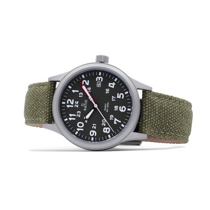 Ratio Quest Men's Field Watch Sapphire Canvas Strap Khaki Green Dial Quartz RTQ029 100M Lewis And Clark Edition