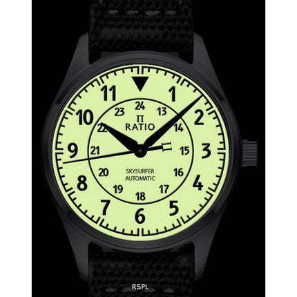 Ratio Skysurfer Pilot Full Luminous Dial Leather Automatic RTS316 200M Mens Watch