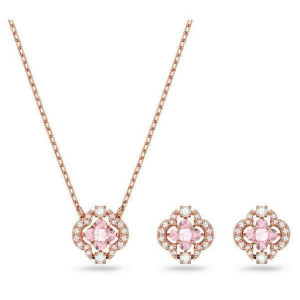 Swarovski Una Rose Gold Tone Plated And Zirconia Necklace And Earrings Set 5516488 For Women