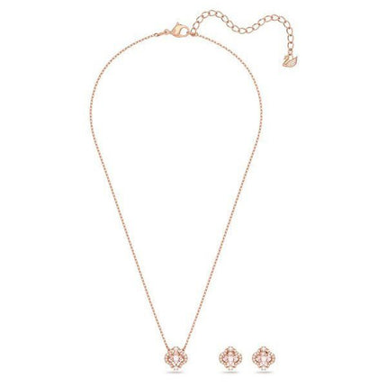 Swarovski Una Rose Gold Tone Plated And Zirconia Necklace And Earrings Set 5516488 For Women