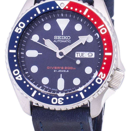 Seiko Automatic SKX009J1-LS13 Diver's 200M Dark Blue Leather Strap Men's Watch