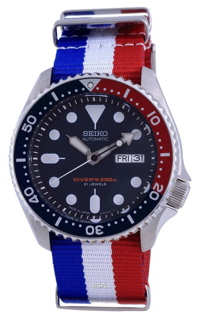 Seiko Automatic Divers Polyester Japan Made SKX009J1-var-NATO25 200M Mens Watch