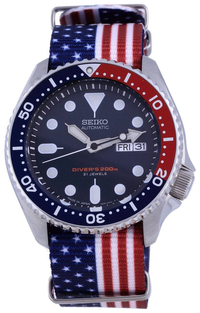 Seiko Automatic Divers Polyester Japan Made SKX009J1-var-NATO27 200M Mens Watch