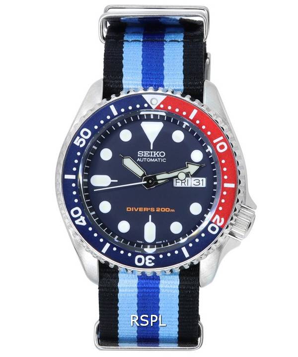 Seiko Blue Dial Automatic Diver's SKX009K1-var-NATO20 200M Men's Watch