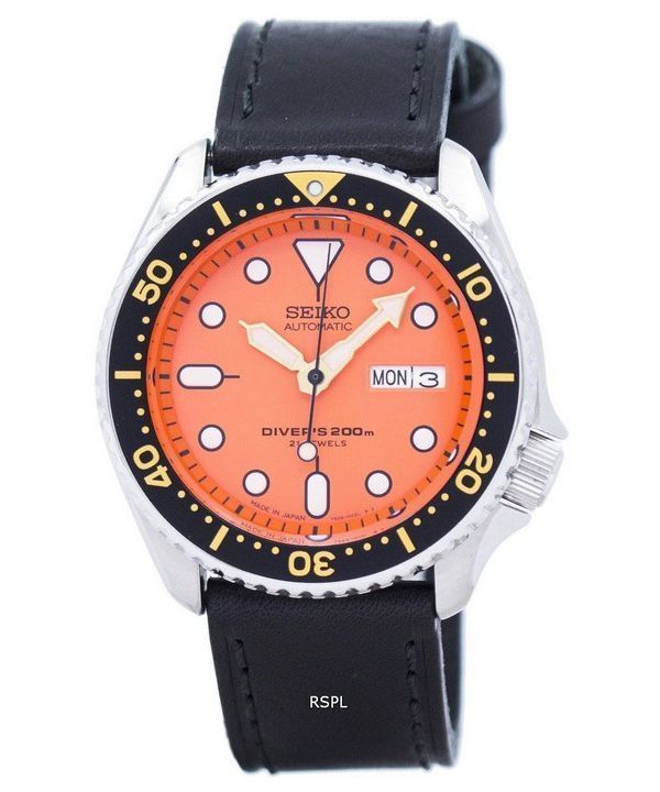 Seiko Automatic Diver's Ratio Black Leather SKX011J1-LS8 200M Men's Watch