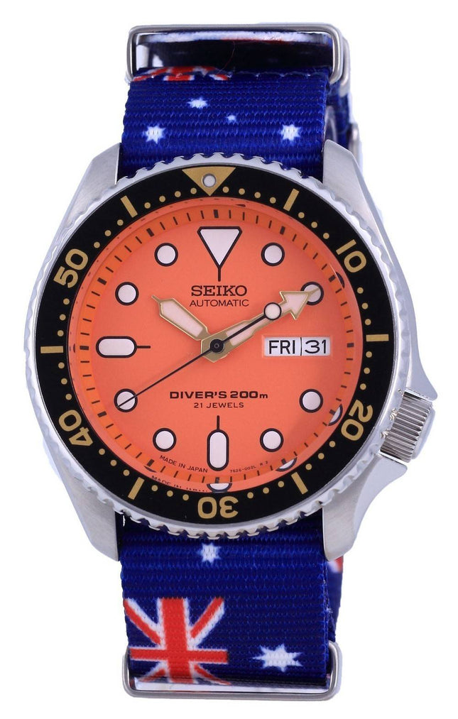 Seiko Automatic Divers Japan Made Polyester SKX011J1-var-NATO30 200M Mens Watch