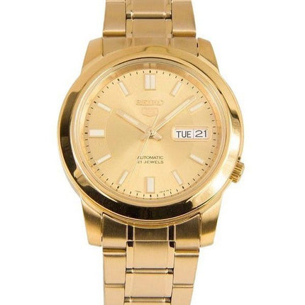 Seiko 5 Gold Tone Stainless Steel Gold Dial 21 Jewels Automatic SNKK20K1 Mens Watch