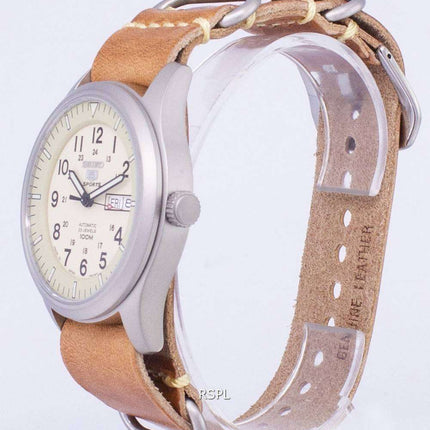 Seiko 5 Sports SNZG07J1-LS18 Military Japan Made Brown Leather Strap Men's Watch